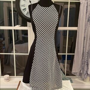 Elegant Black and White Patterned Dress by DR collections